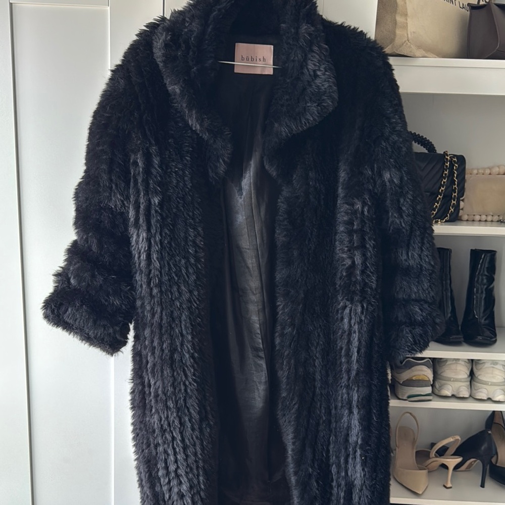 Black Faux Fur Coat Bubish